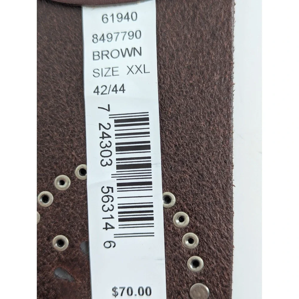 Roper Womens Wide Brown Leather Studded Western Belt XXL 42/44